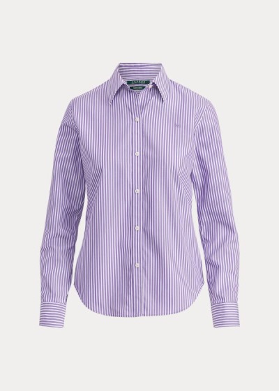 Camisa Ralph Lauren Mujer Morados / Blancos - Cotton Button-Down - NXWMP5243